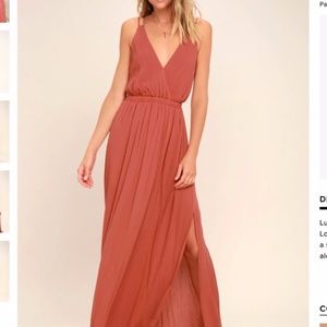 Lost in Paradise Rusty Rose Maxi Dress size S